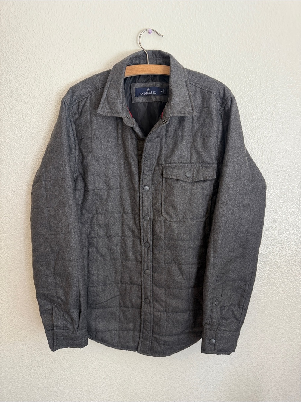 RAINFOREST Men's Quilted Shirt Jacket - Dark Gray